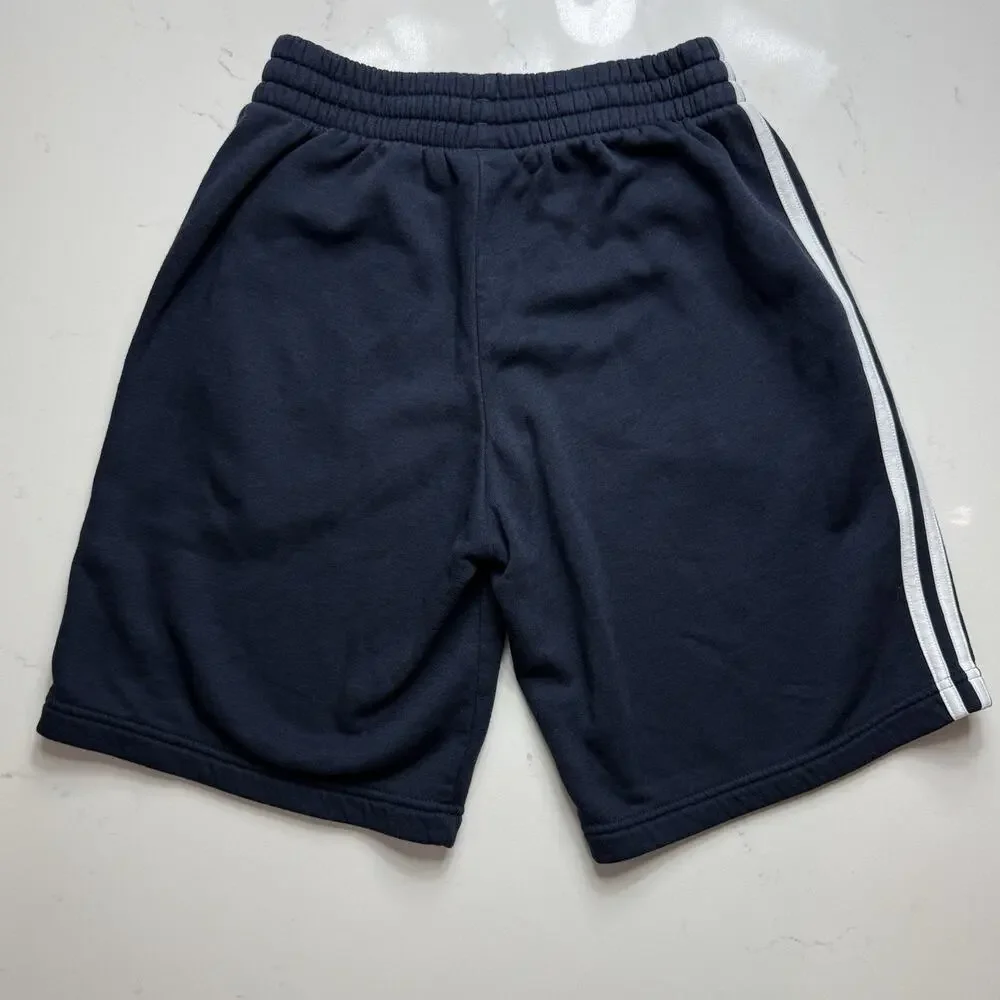 Adidas Originals Mens Size Small Active 3 Stripes Fleece Sweat Shorts Navy Blue